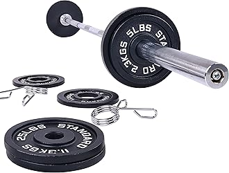 Olympic Cast Iron Plate for Strength Training and Weightlifting, Pairs, Sets or Set with Barbell, Multiple Sizes