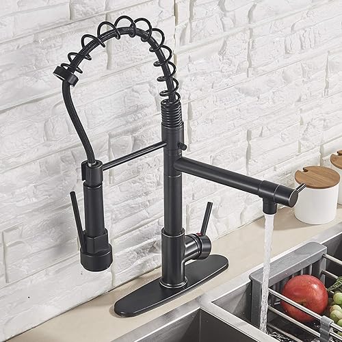 Miniatura 4 de Grifo de fregadero de cocina desplegable con rociador, grifo comercial de latón macizo aceitado de bronce aceitado con LED, un agujero o grifo de 3