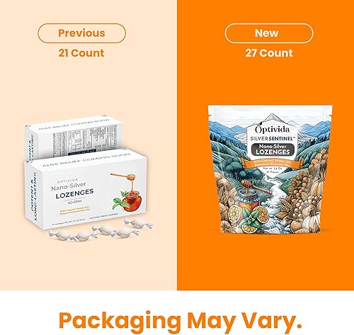 Miniatura 2 de Optivida Health Pastillas coloidales de plata con miel y aceite de limón (paquete de 2)  Pastillas calmantes para el dolor de garganta para adultos