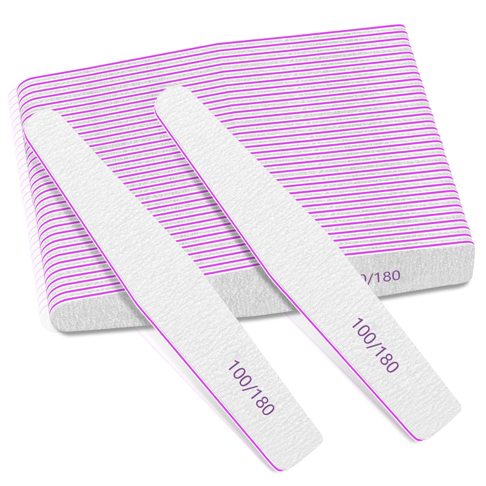 50Pcs Nail File Set, Emery Board Nail Files 100/180 Grit for Poly Nail Extension Gel and Acrylic Nails Nail File for Natural Nails Nail Filers