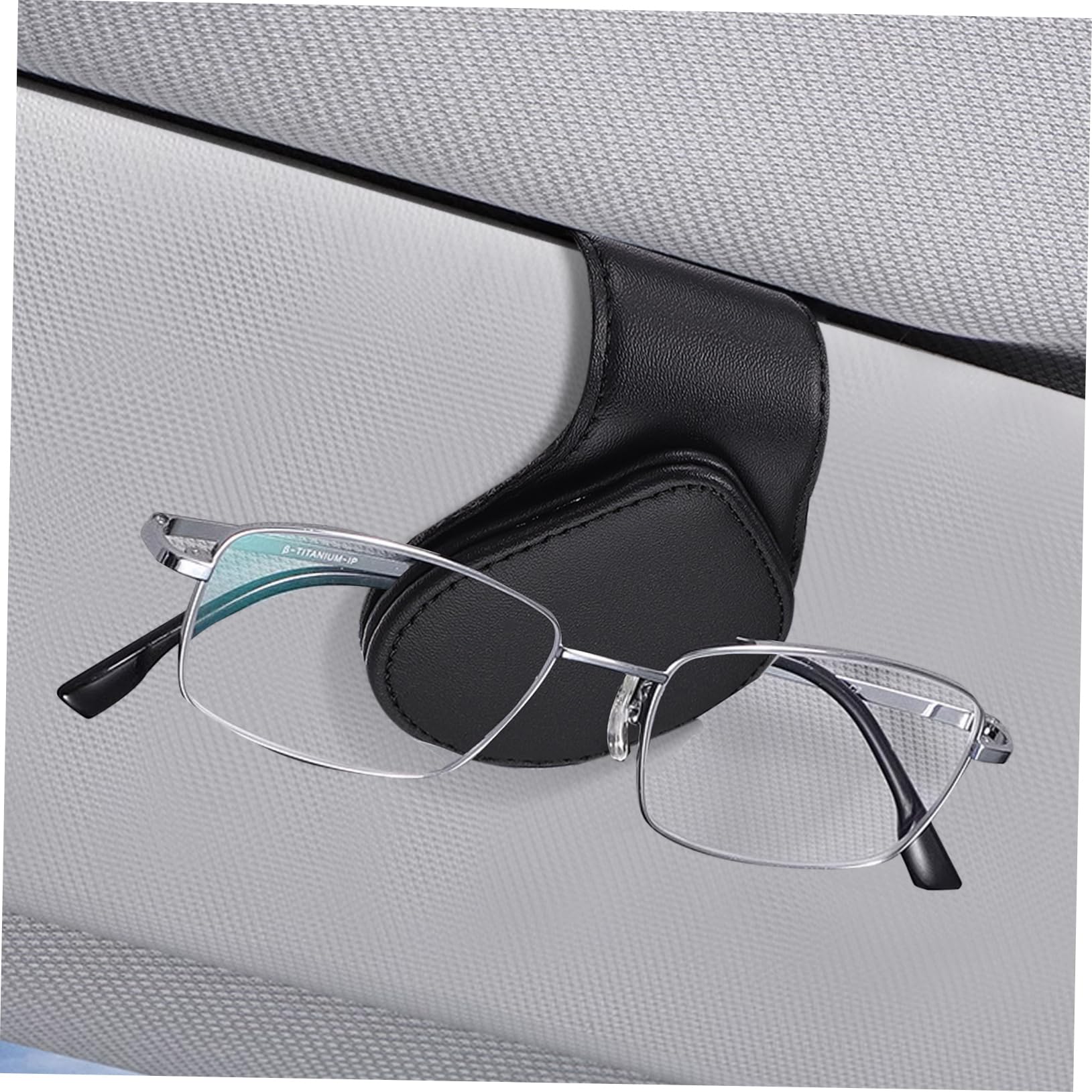 iplusmile 4pezzi Portaocchiali Per Auto Pu Pelle Supporto Per Da Sole Clip Per Visiera Auto Con Scomparti Per Biglietti e Carte Protezione Ottimale