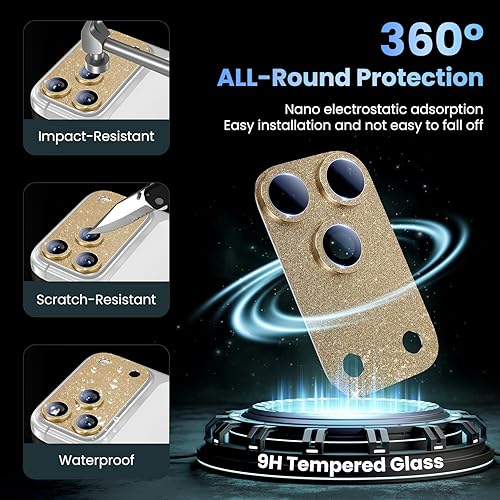 Vista 151 de Uyiton - Protector de lente de cámara de iPhone 13 Pro y 13 Pro Max, fuerte absorción, protección anticaídas, cubierta de cámara trasera, vidrio