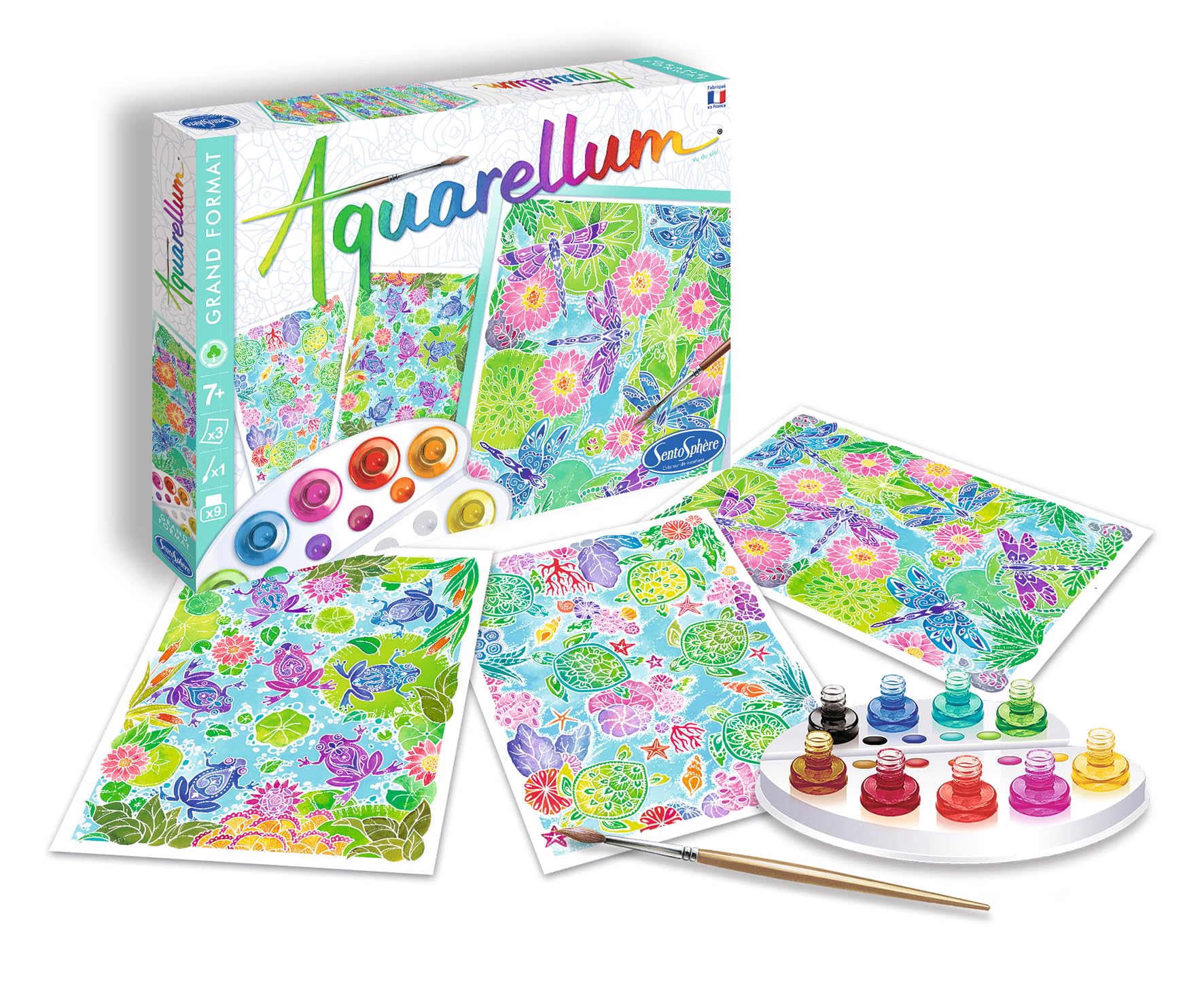 Sentosphère - AQUARELLUM - VU DU CIEL - Kit peinture - Peinture Aquarellable Magique - A partir de 7 ans - Fabriqué en France - Ref 6399