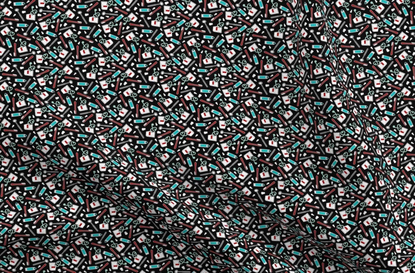 Spoonflower Fabric - Cute Dentist Dental Print Black Small Scale Teeth Toothbrush Dentistry Printed on Minky Fabric by The Yard - Sewing Baby Blankets Quilt Backing Plush