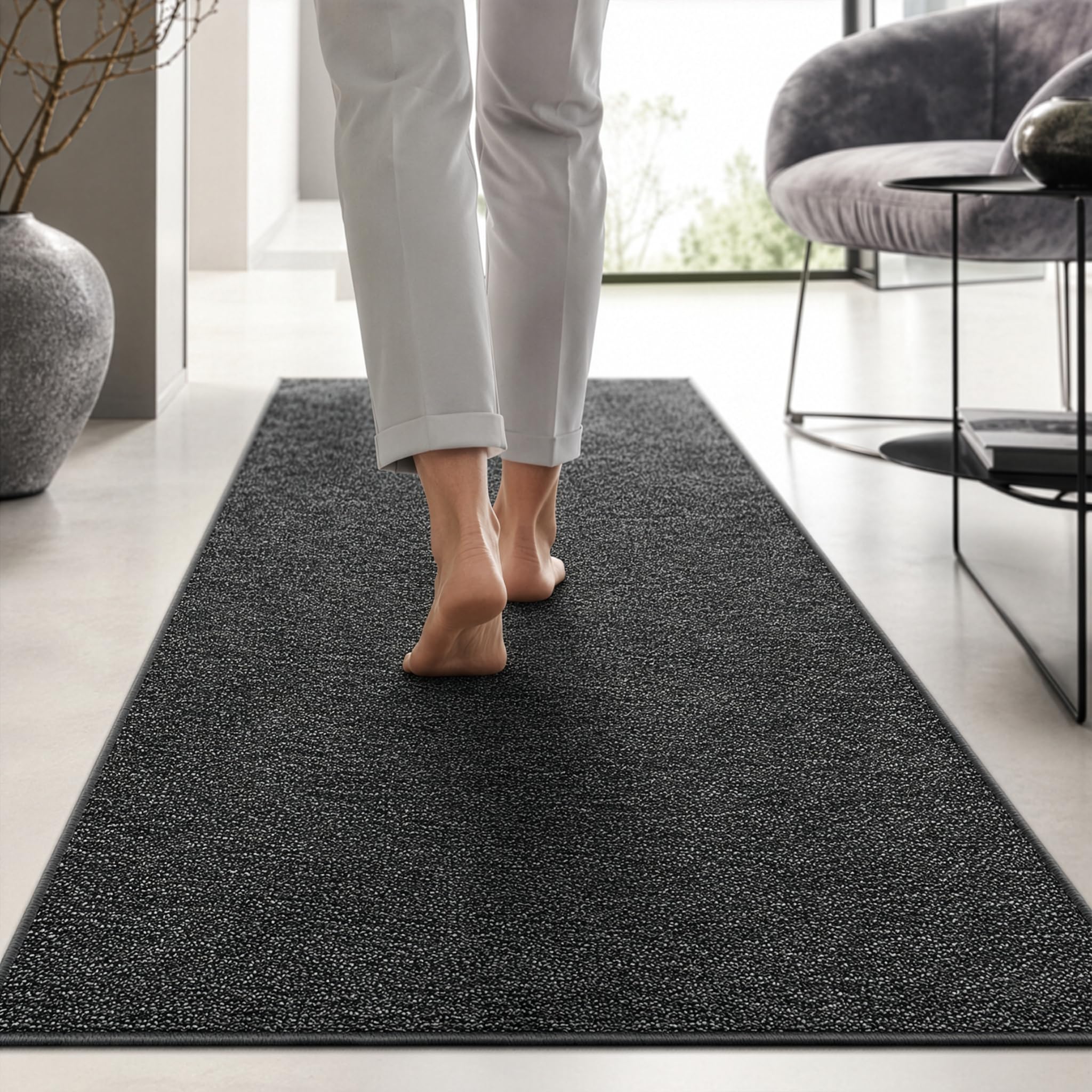Floordirekt Teppich London | Wohnteppich oder Läufer für Küche, Flur und Wohnraum | Strapazierfähig & pflegeleicht | 11 Farben & viele Größen (200 x 200 cm, Anthrazit 77)