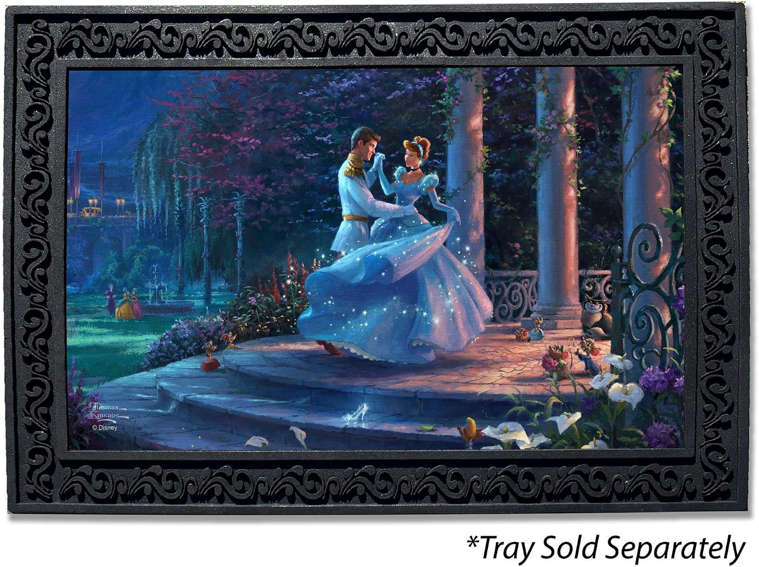 Flagology, Thomas Kinkade, Disney, Princess Doormats–18″x30″, Outdoor/Indoor, Heavy Duty Recycled Rubber, Non-Slip Backing, Licensed Thomas Kinkade (Cinderella Dancing in The Starlight Doormat)