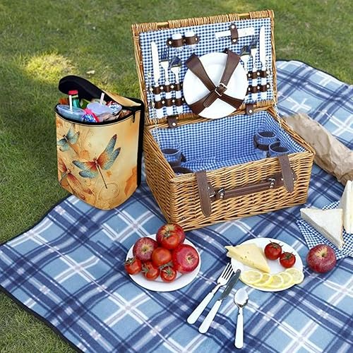 Miniatura 4 de Annejudy Car Trash Can with Lid Hanging Car Trash Bag Leak-Proof Portable Cars Garbage Bin Sedan Accessories Interior Cars Organizer, Dragonfly Print