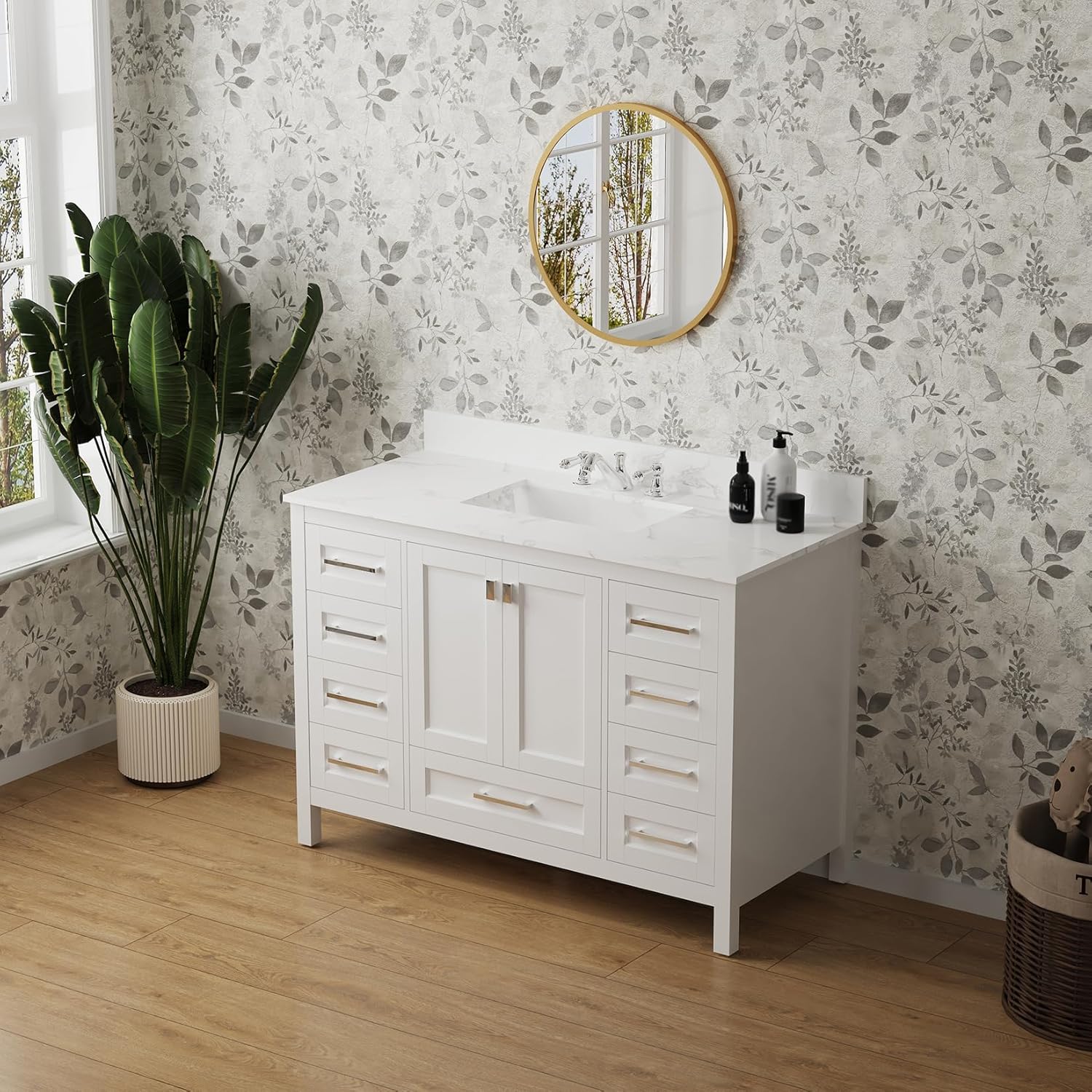 Amazon.com: 48" Freestanding Bathroom Vanity with Single Sink, Mordern ...