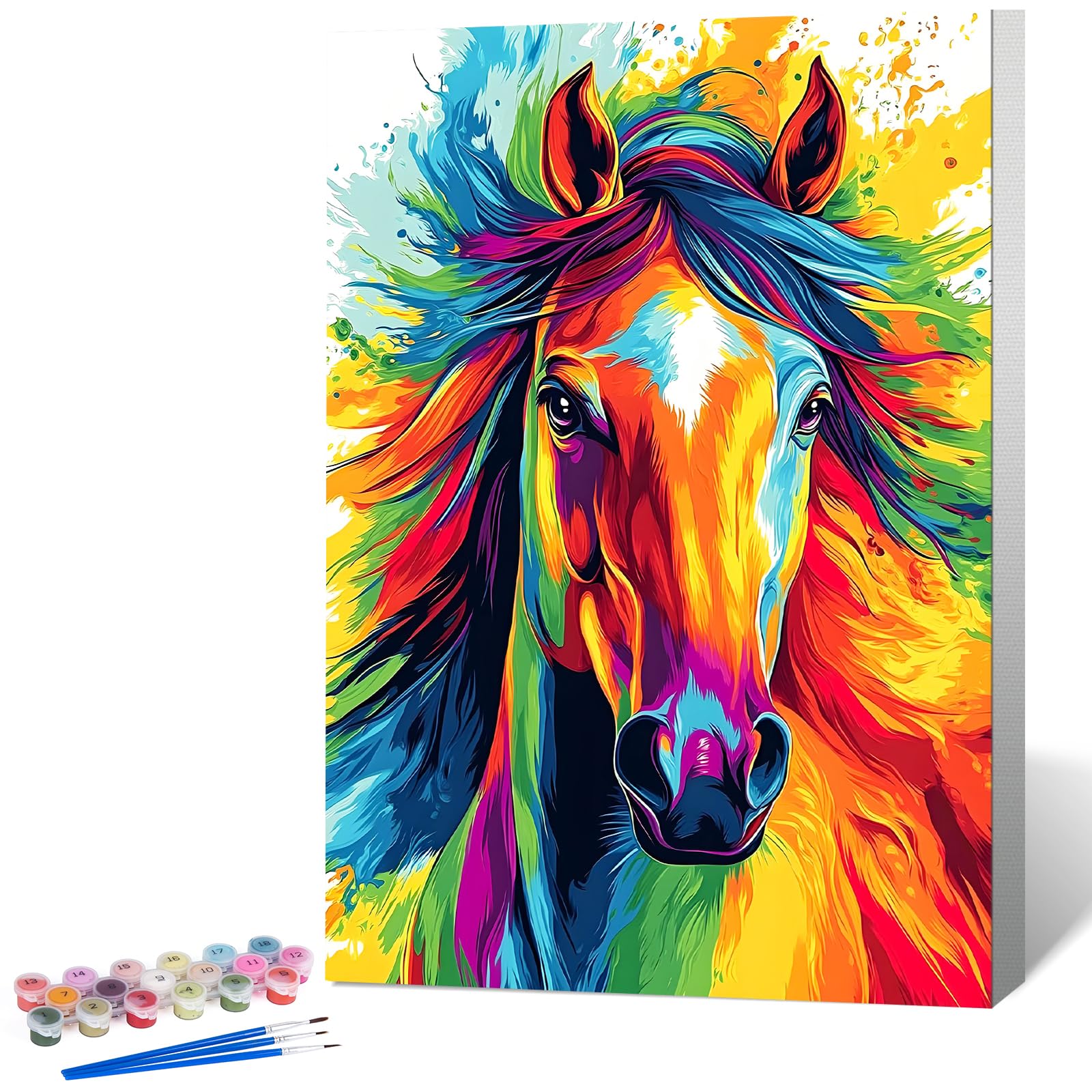Paint by Numbers for Adults with Frame, Horse Animal Design, 8x12 Inch