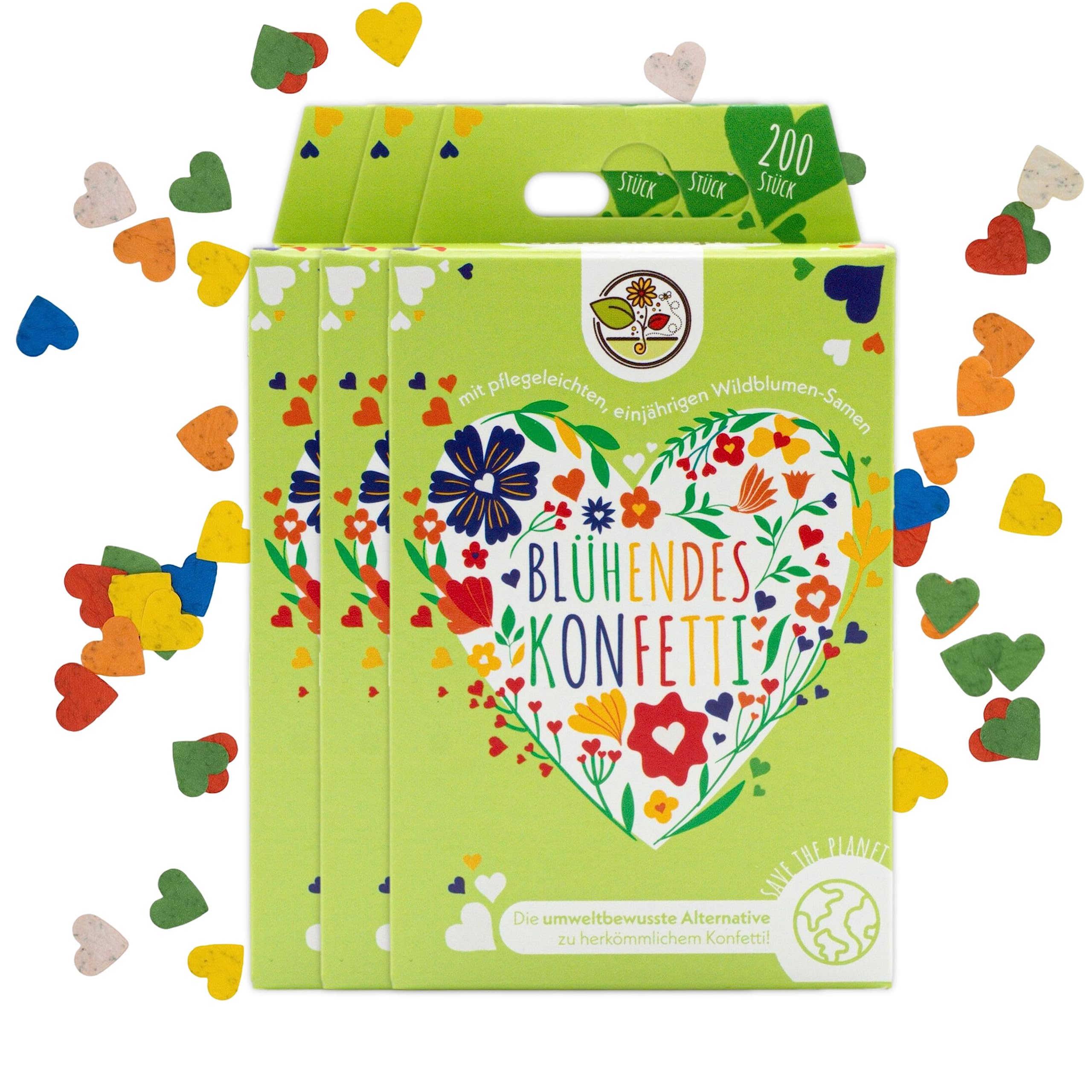 Blühendes Saatgut Konfetti für bunte Wildblumen - Farbenfrohes Blumenkonfetti aus 100% biologisch abbaubarem Samenpapier (ca. 600x Stück)