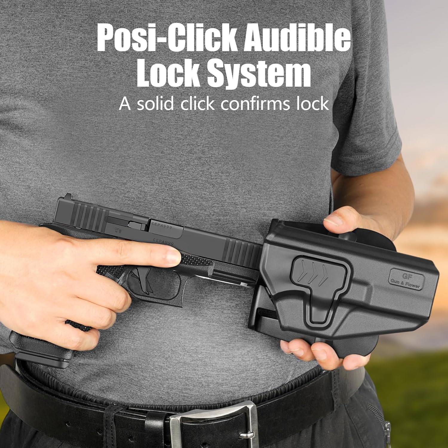GUN & FLOWER OWB Holster - Select Your Fit for: Glock 17/19/19X/31/32 (Gen 1-6) & G22/23 (Gen 1-4), Ruger RXM, PSA Dagger Compact - Optics Ready Available, Level II Retention - Right Hand