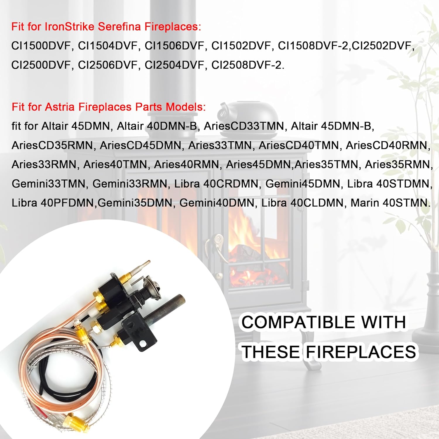 Natural Gas (NG) 69L17 Pilot Assembly Kit Fit for Lennox Elite, IHP, Merit, Serefina, Superior, Astria Fireplaces, 69L1701, J4117, 904405 SIT Pilot Assembly Parts with Thermocouple