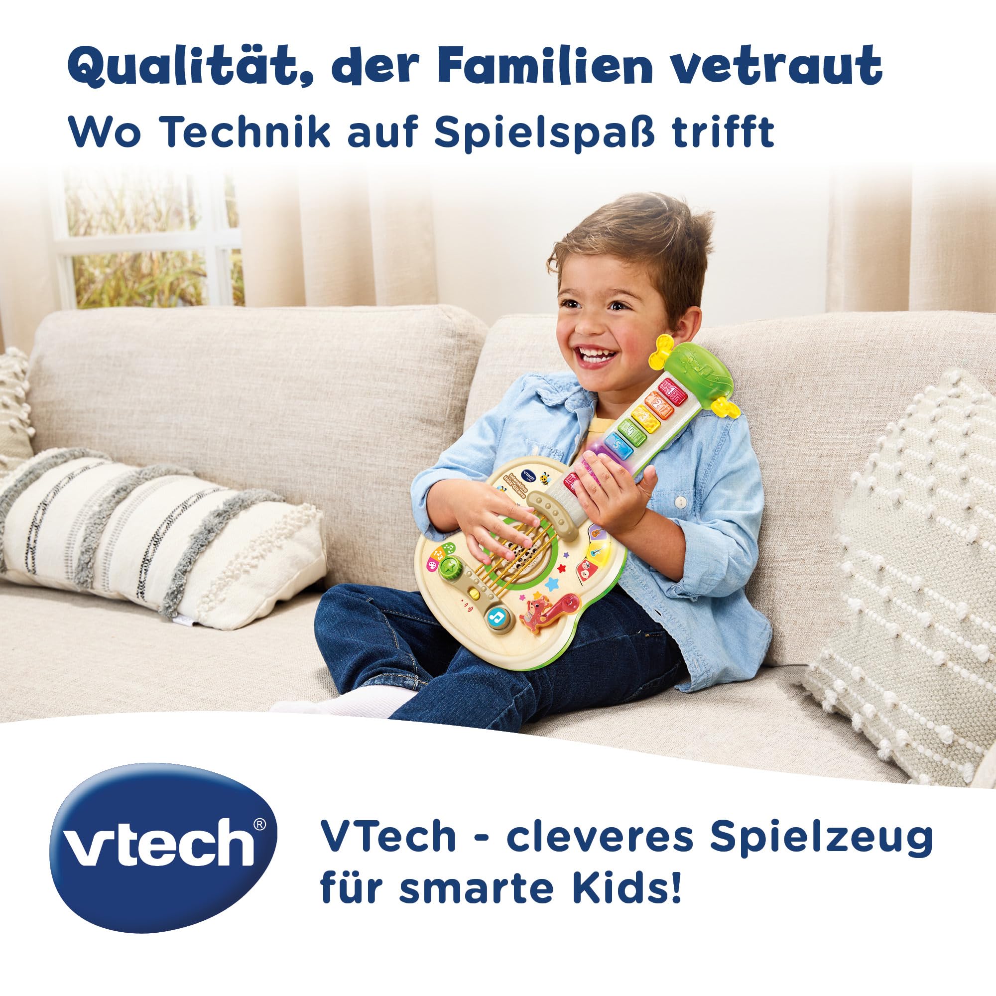 VTech Baby Interaktive Holz-Gitarre – Lernspielzeug für Kleinkinder ab 1,5 Jahren