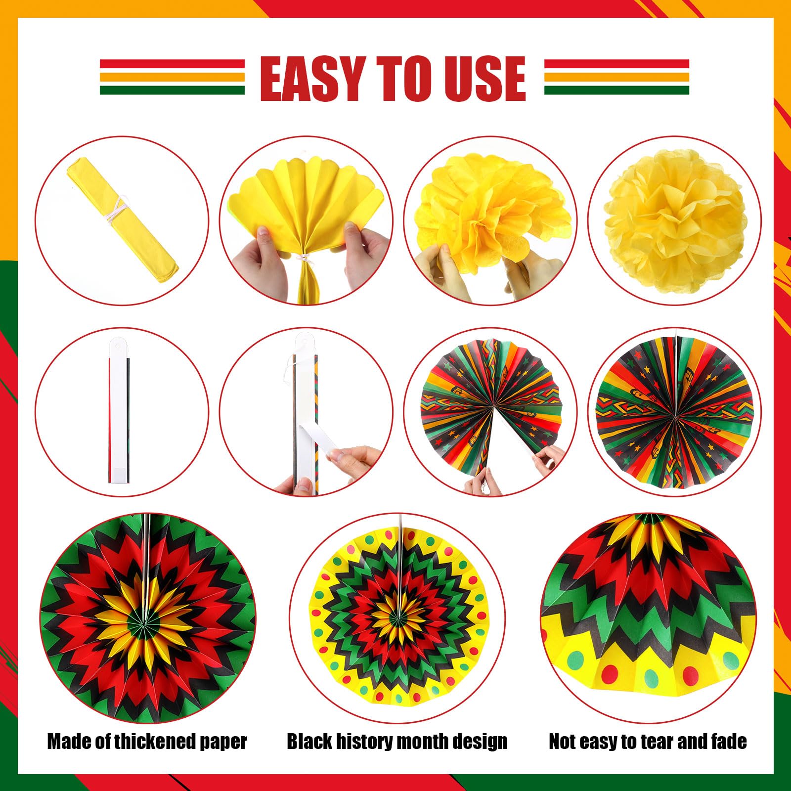 FARMNALL Happy Black History Month Decorations Hanging Swirl Decorations African...