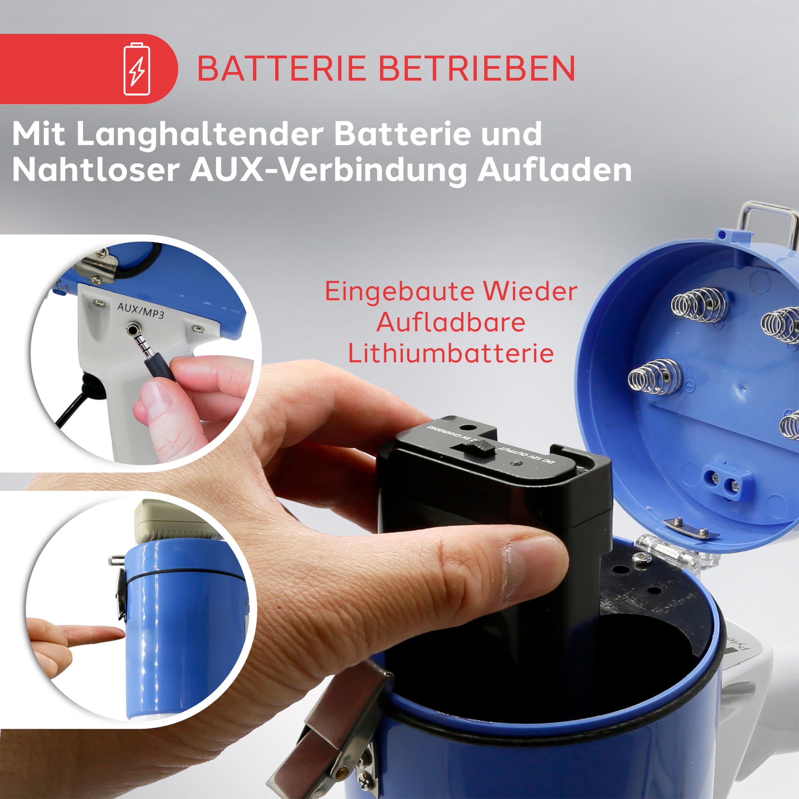 Pyle Megaphon mit Sirene, Signalhorn– Siren Megaphone– Megafon mit Aufnahmefunktion & Aufladbare Batterie, Handsirene als Polizei Sirene, Fußball Hupe Tröten zum Anfeuern, Megafon Kinder & Erwachsene