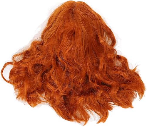 Perruque bouclée orange avec frange, résistante à la chaleur, en fibre synthétiq