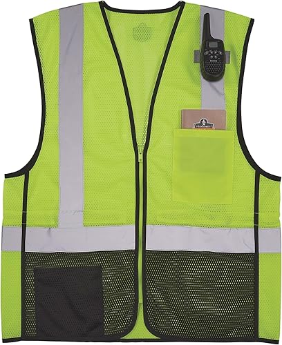 Miniatura 8 de Ergodyne GloWear 8210Z-BK - Chaleco de seguridad clase 2, malla de alta visibilidad, reflectante, frente negro, cremallera
