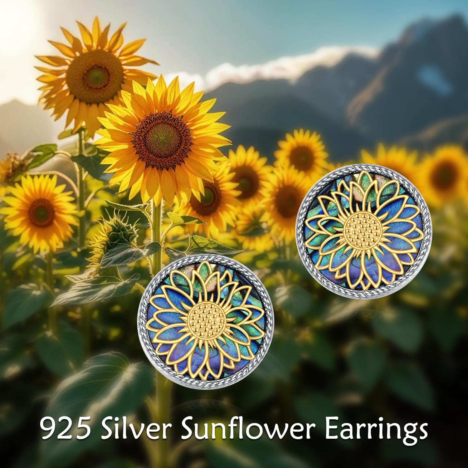 VONALA Sunflower Earrings 925 Sterling Silver Abalone Sunflower Stud Earrings Flower Jewelry Gifts for Women - Image 6