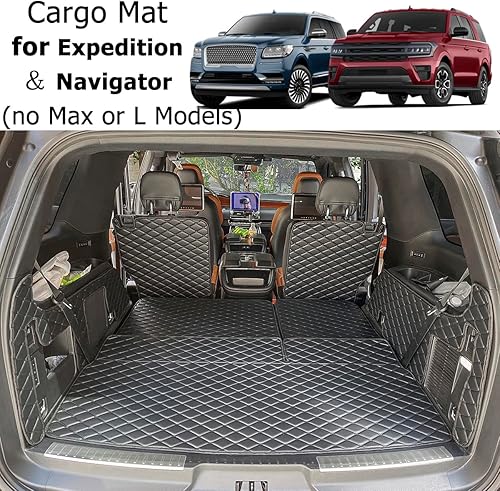 Miniatura 6 de Para Ford ExpeditionLincoln Navigator 2018-2025 (sin modelos Max o L) Alfombrilla para maletero y respaldo trasero, forro de carga impermeable para