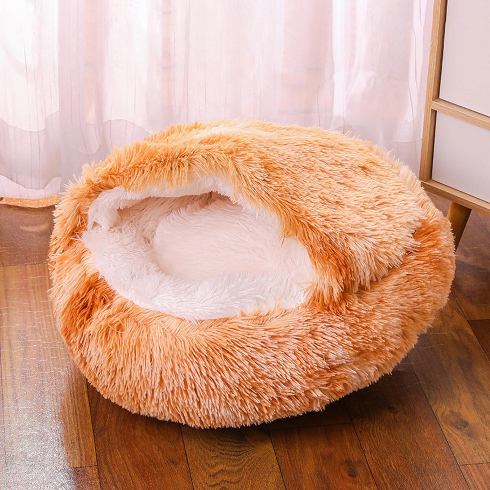 Camas relajantes para perros y gatos de felpa suave para el salón