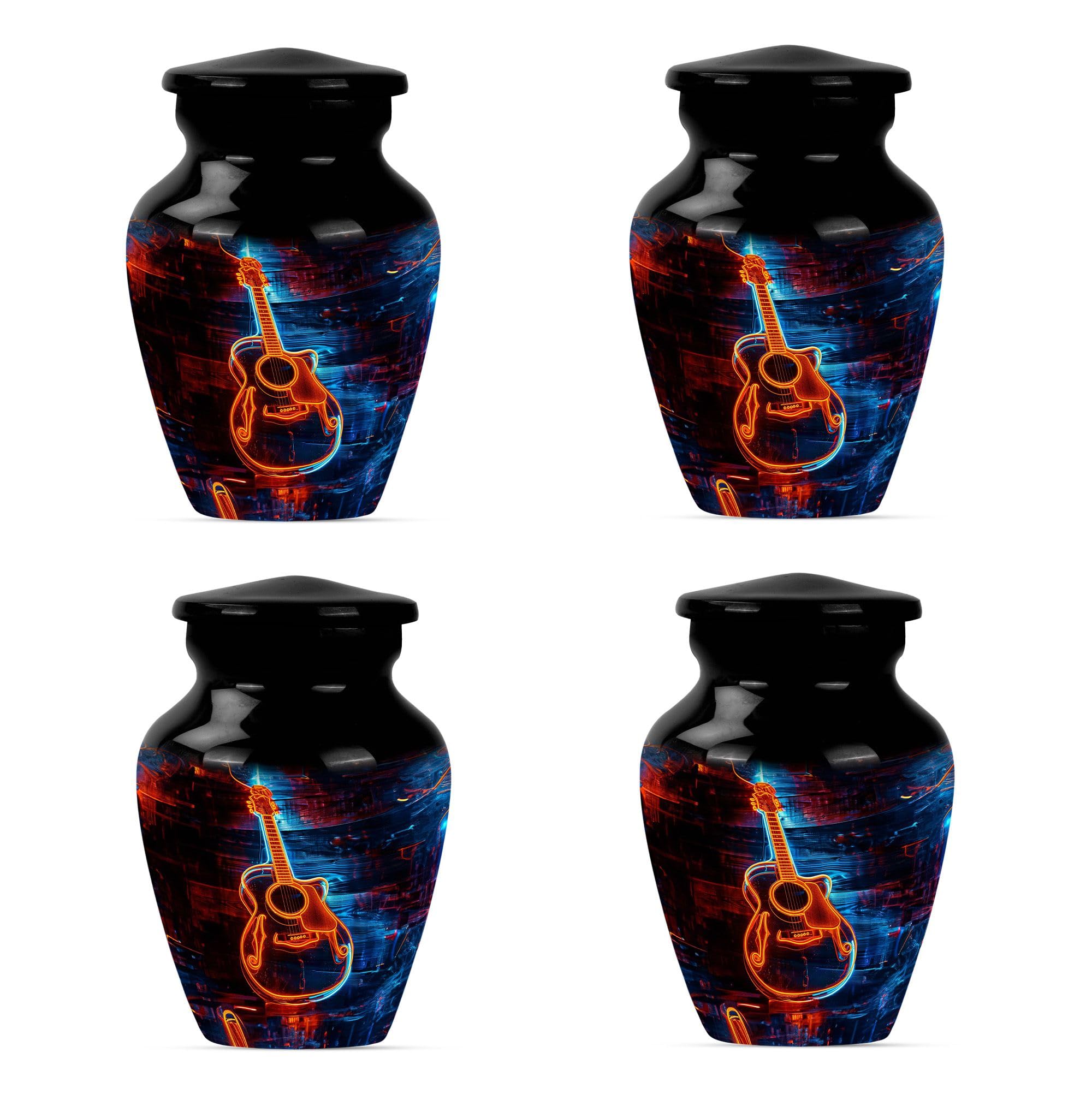 YATHABHISA Guitar Urn - Small Keepsake Urn For Adult - Little Funeral Urn For Love One - Pack Of 4 - Mini Keepsake Urn For Mom & Dad Ashes - Memorial Urns - Human Remains Urn For Ashes