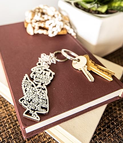 Miniatura 4 de RBN Llavero de madera con halo de ángel de plata con purpurina, 12 unidades, con corte láser, recuerdo de bautizo, ángel, comunión, recuerdos de