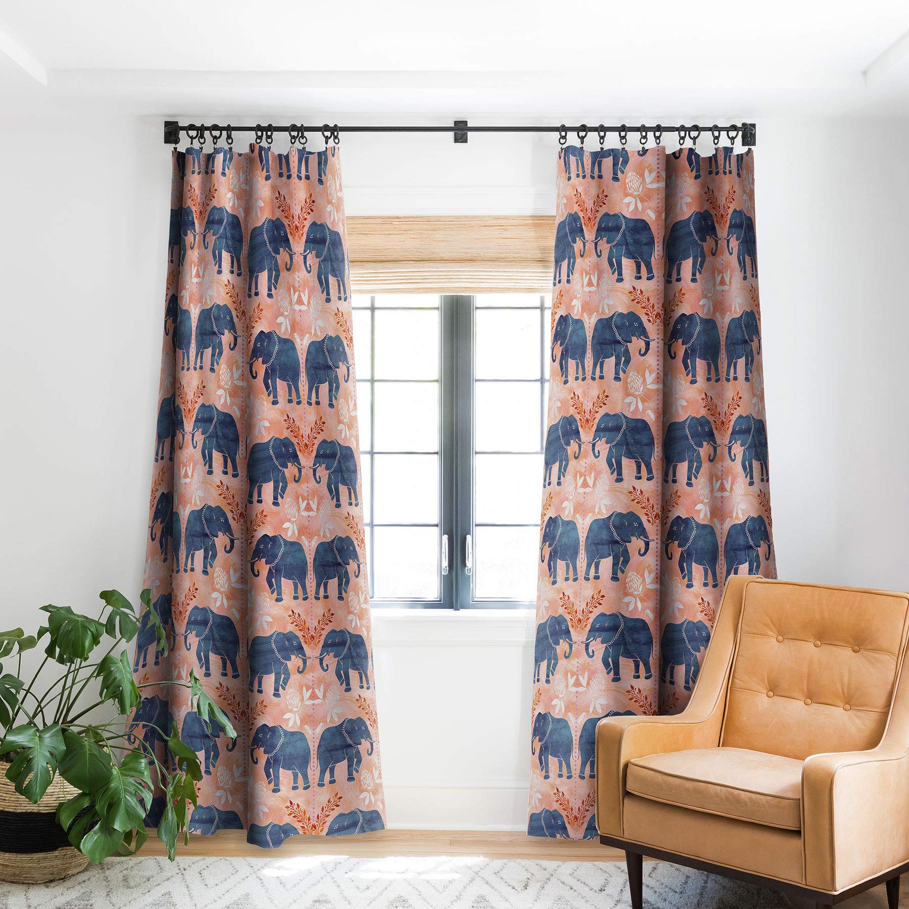 Deny Desgins Schatzi Brown Elephant 1 Mango Blackout Curtains, Pink, 50" x 96"