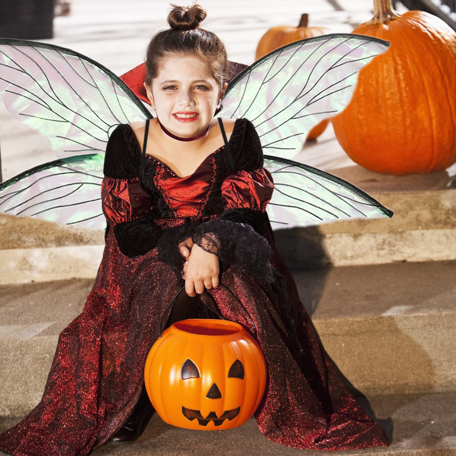Fairy Wings For Girls, Girls Butterfly Wings Fairy Wings Sparkling Sheer Angel Wings, Dress Up Musujące Fairy Wings Sheer Wings Fairy Costumes For Birthday Party Halloween Game Favor(Pomarańczowy)