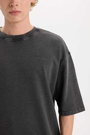 DeFacto Loose Fit Bisiklet Yaka Yıkamalı Soluk Efektli Kısa Kollu Tişört C0709AX25SP
