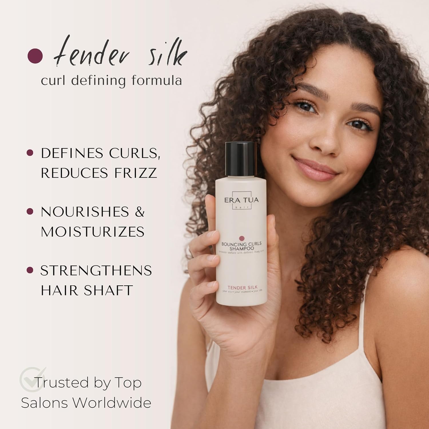 Tender Silk Bouncing Curls Shampoo | Dutch Made & Formulated | Care for Curly Hair Enhancing | Elegant Floral & Fruity Scent of Lychee, Peony, Magnolia & Rose sulfate free shampoo | 750 ml