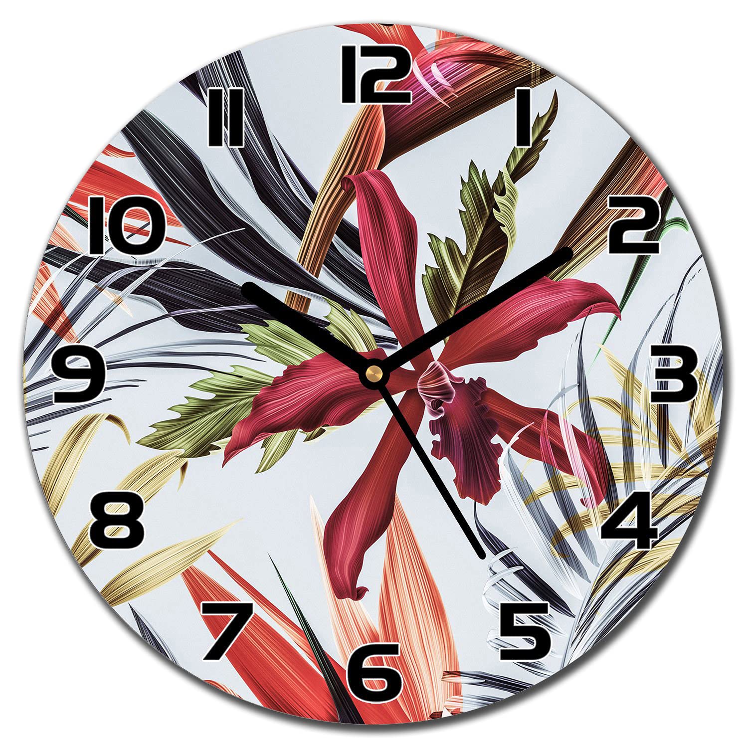 Horloge en Verre Aiguilles Noires 30 cm Coloray Cadran Mural Moderne