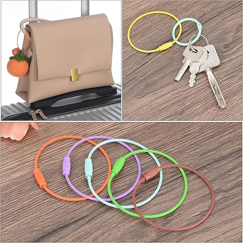Miniatura 6 de PATIKIL Wire Keychain Cables Titanium Steel Key Ring Loop for Outdoor Hiking