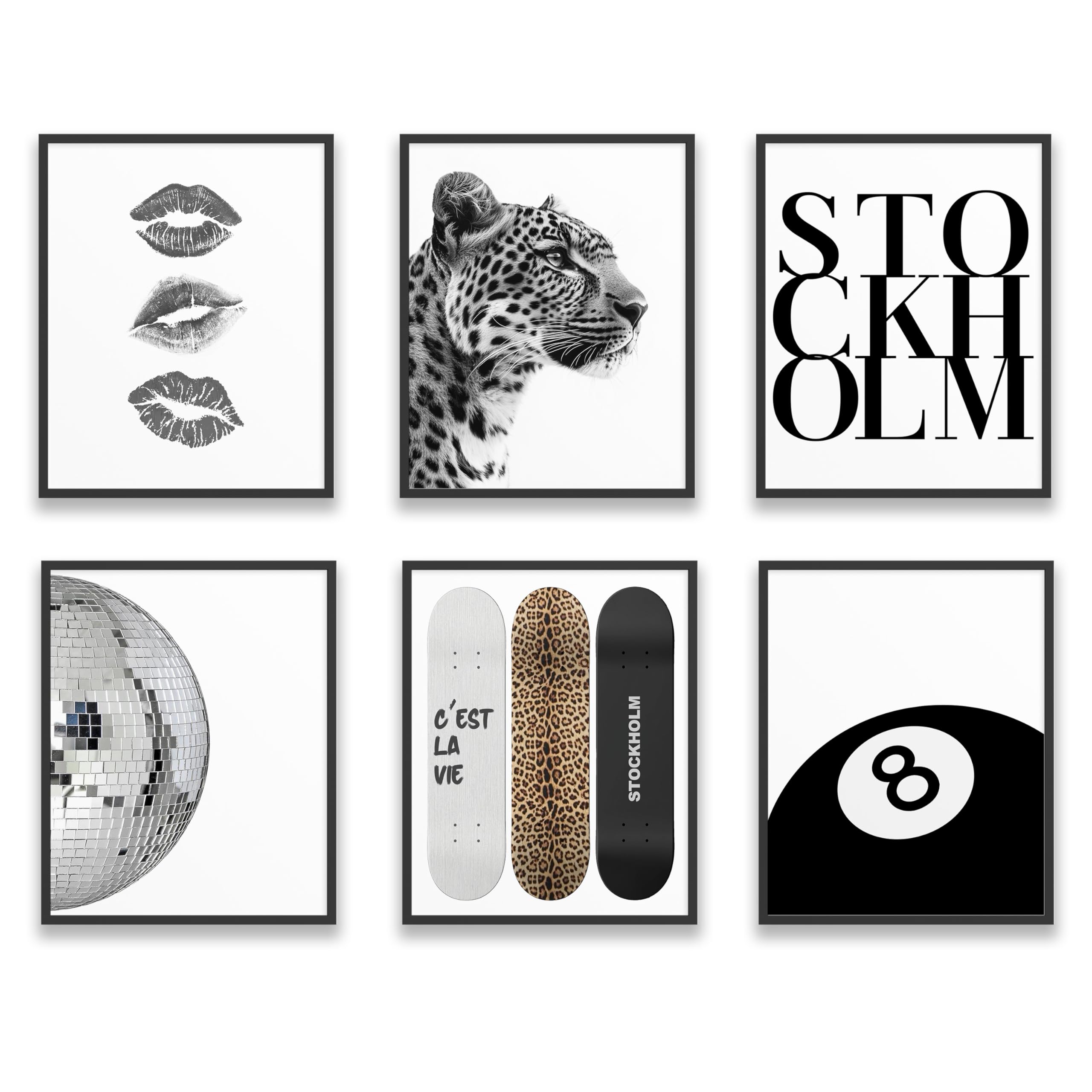 TwoDays Stockholm Style Room Decor for Women, Chic Trendy Wall Art for Living Room Aesthetic, Luxury Fashion Posters for Home Bedroom Apartment Dorm (8" X 10", Set of 6, UNFRAMED)