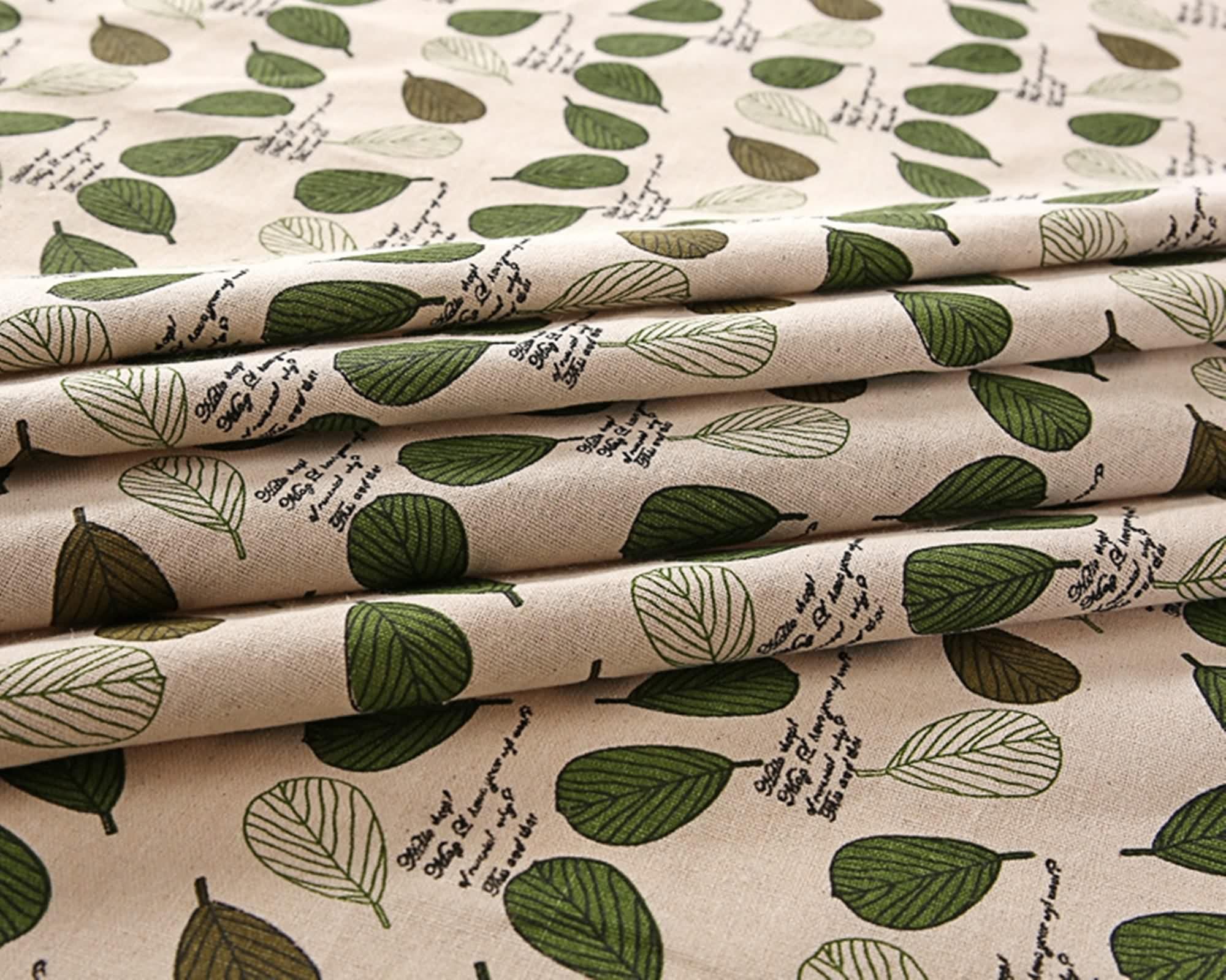 Tovaglia Rettangolare Cotone, Copritavolo 120X160 Verde Lascia Stampato Decorativa per Soggiorno Cucina