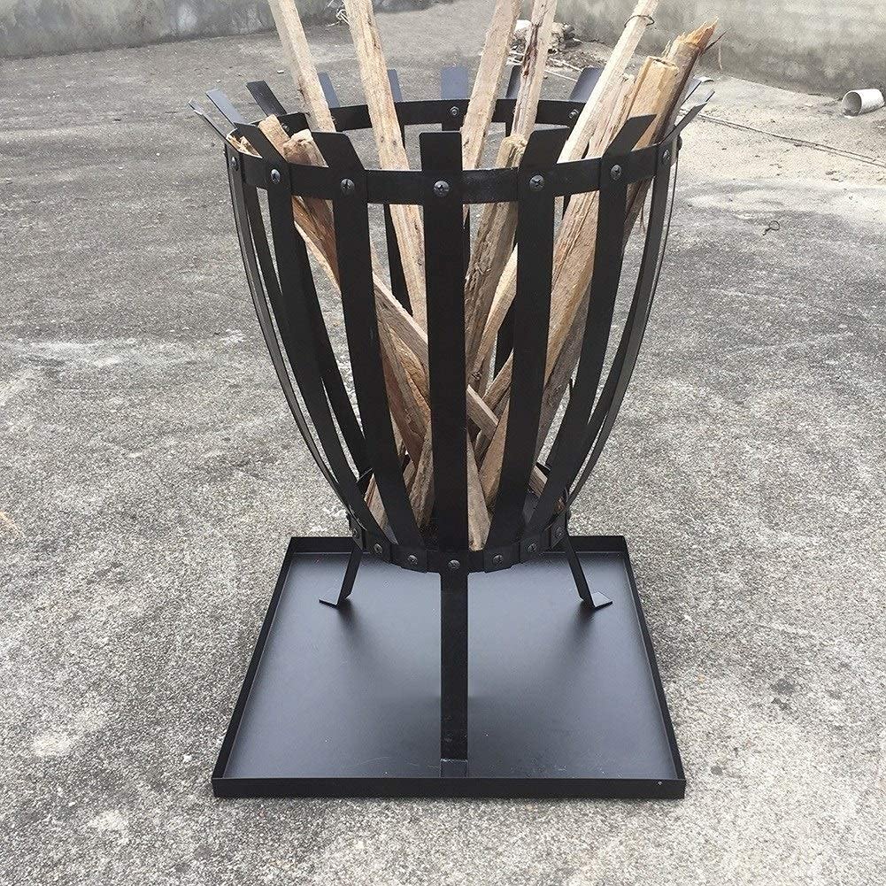 Piec na drewno z hakiem, czarny metalowy wysoki zewnętrzny palenisko, na patio, do ogrodu, na kemping, plażę, piknik, 45,7 x 62,2 cm