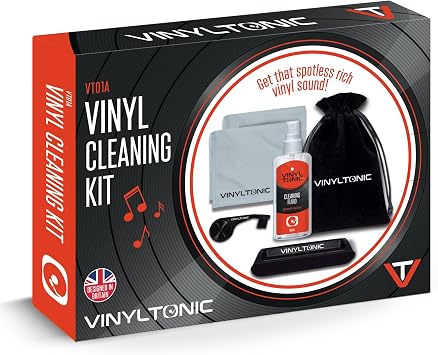 Vinyl Record Cleaning Kit   Includes Cleaning Fluid, Velvet Brush, Microfiber Cloth, Stylus Brush & Storage Bag