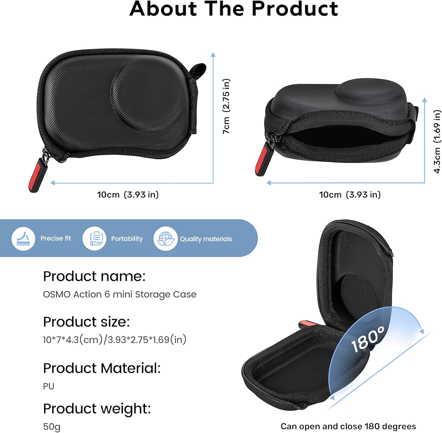 STARTRC PHOTO Mini Osmo Action 6 Case for DJI, Compact Carrying Bag for DJI Osmo Action 6 Lens Protection Outdoor Activities Vlogging Travel Case - Image 7