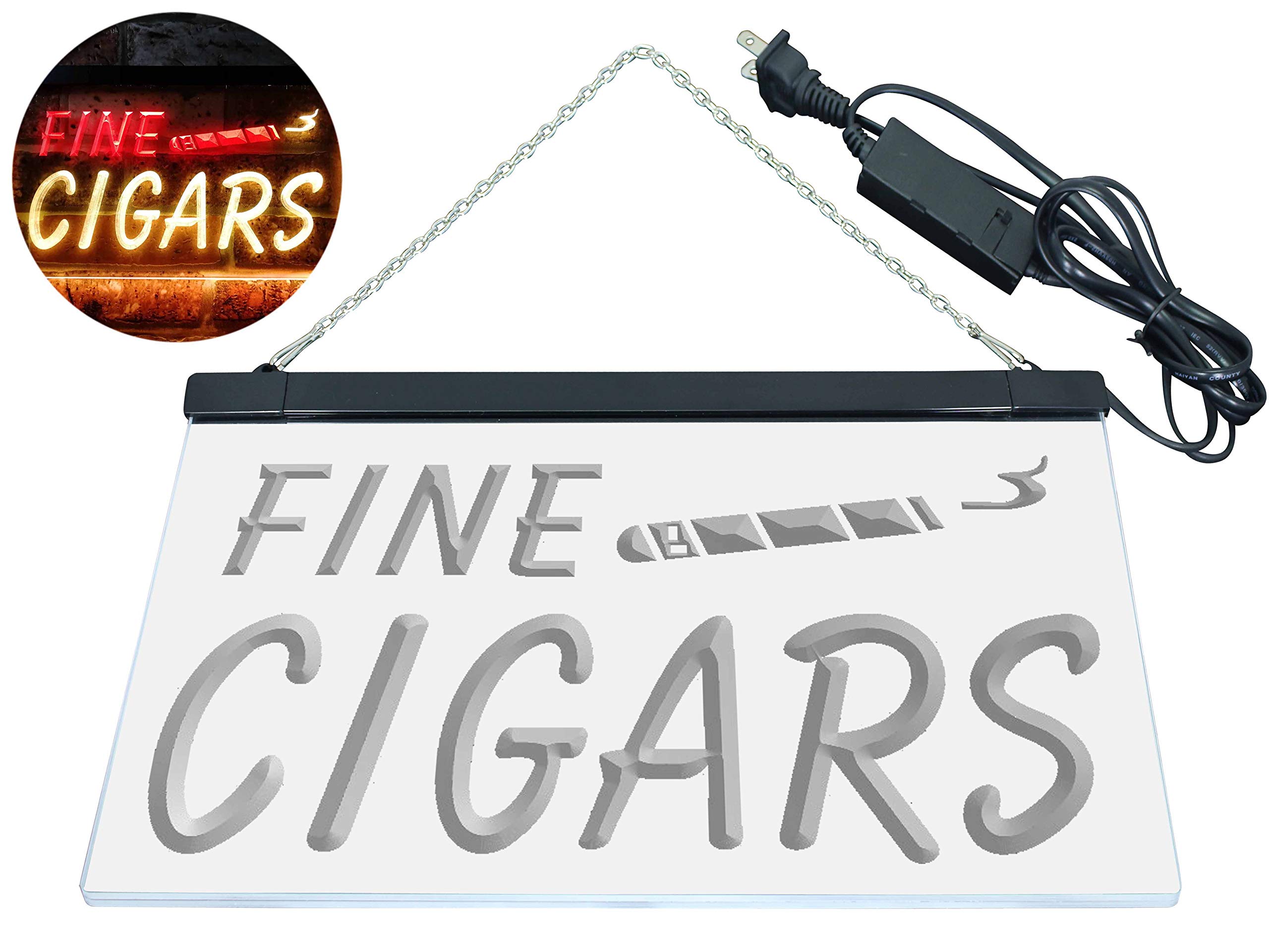 ADVPRO Fine Cigars Shop Open Dual Color LED Enseigne Lumineuse Neon Sign Rouge et Jaune 600 x 400mm st6s64-i0510-ry