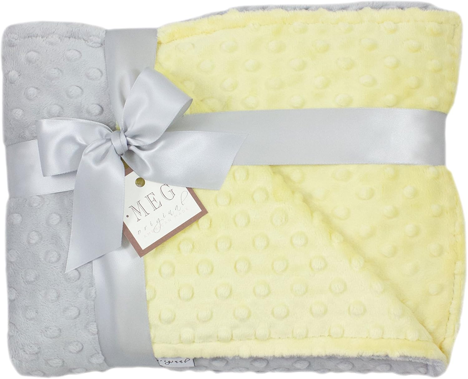 MEG ORIGINAL Yellow and Gray Minky Dot Crib/Nursery Blanket