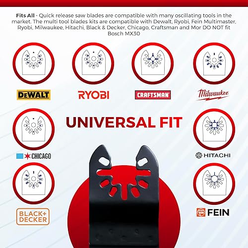 Miniatura 2 de OHROS 24 hojas de sierra oscilantes de titanio, cuchillas multiherramienta universales profesionales para madera, plásticos, ajuste de metal, Dewalt
