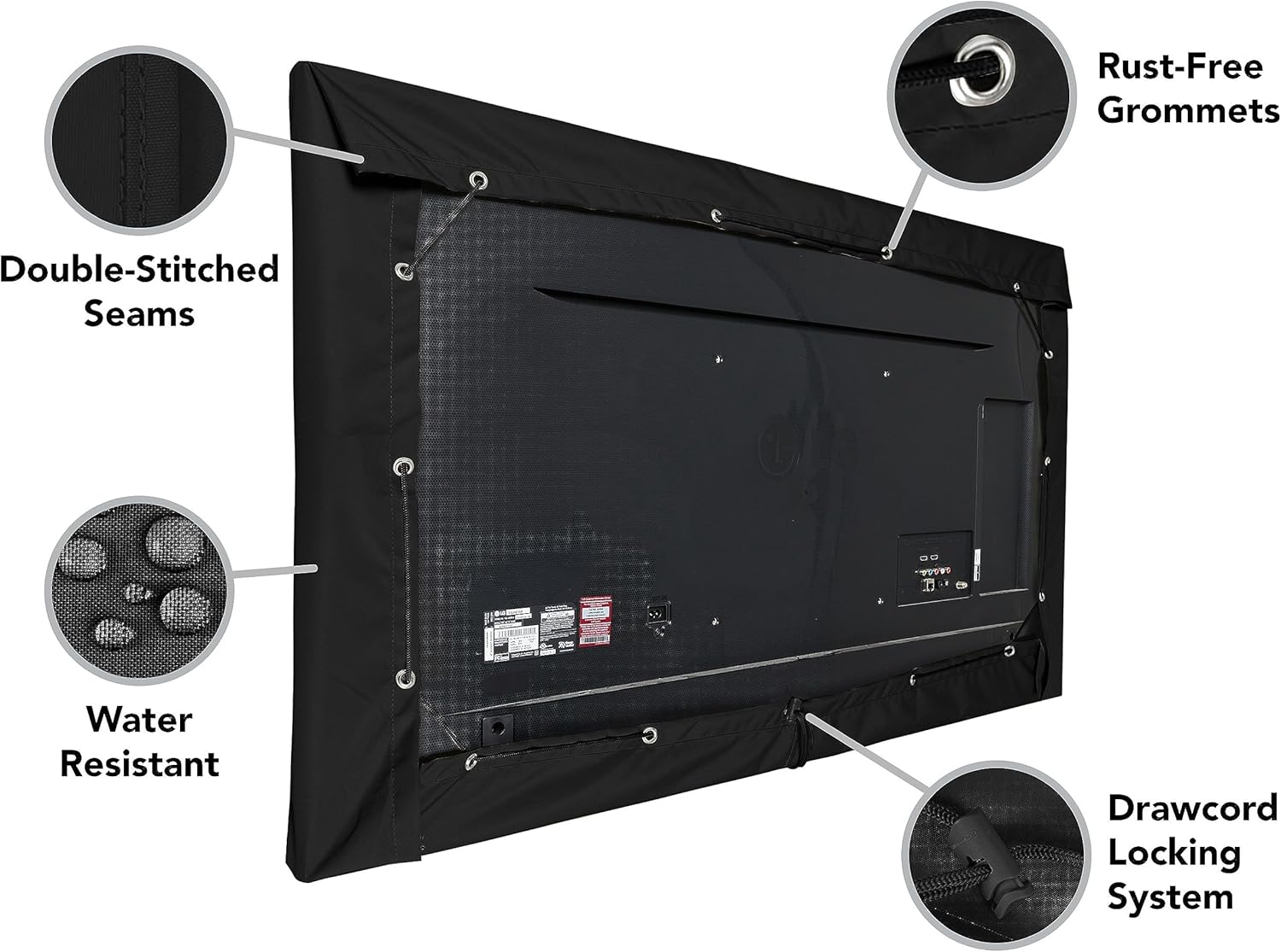Covermates Outdoor TV Cover – Weatherproof & Water-Resistant 300D Polyester, Adjustable Drawcord Closure, UV-Resistant, All-Weather Patio Television Protector, 65-68 Inches, Black