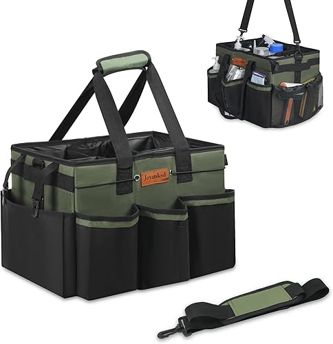 Bolsa de limpieza, bolsa de limpieza portátil, organizador de suministros de limpieza con divisor y asas desmontables, bolsa de suministros de