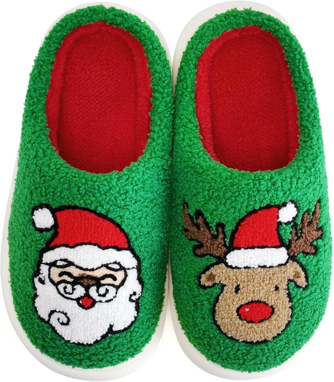 WateLves Women's Pillow Warm Memory Foam Slippers Comfortable Cute House Shoes Lightweight Fuzzy Christmas Slippers 9-10 Santa Claus