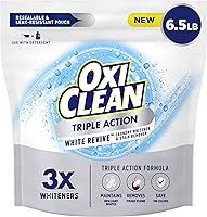 Vista 10 de OxiClean Triple Action White Revive Blanqueador de ropa en polvo y removedor de manchas, usar con detergente, blanquea y abrillanta la ropa, elimina