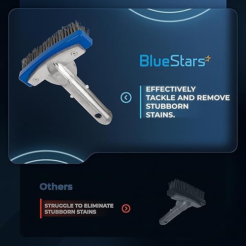 Miniatura 5 de BlueStars Cepillo de piscina resistente de 5 pulgadas con alambre de cerdas de acero inoxidable y mango de aluminio de 5 pulgadas, adecuado para