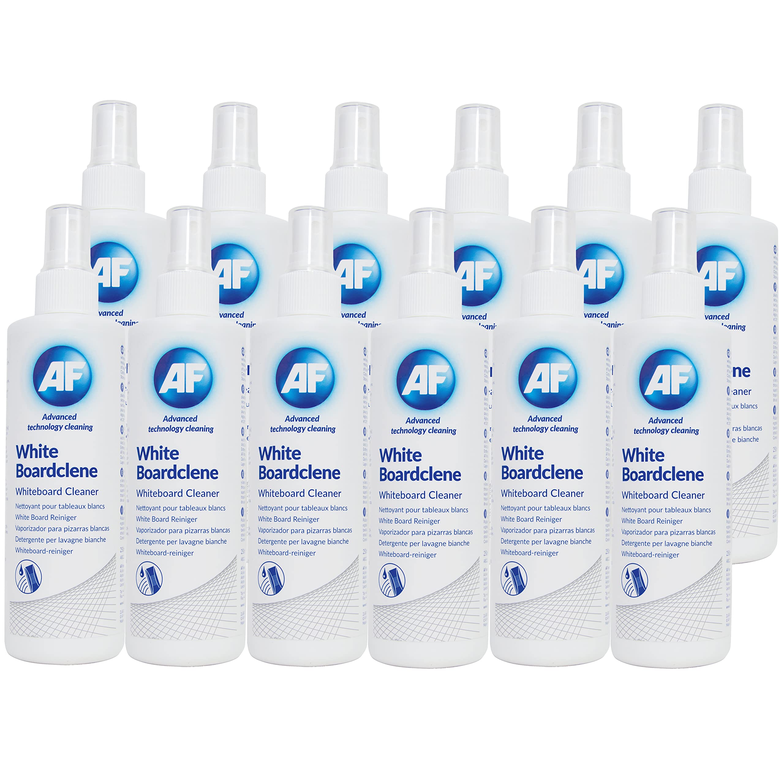 Whiteboard Cleaner Spray Solution | Fluid for White Board Surface Cleaning | Ideal for Schools, Offices, Classrooms + Labs - 12 x 250ml Bottle