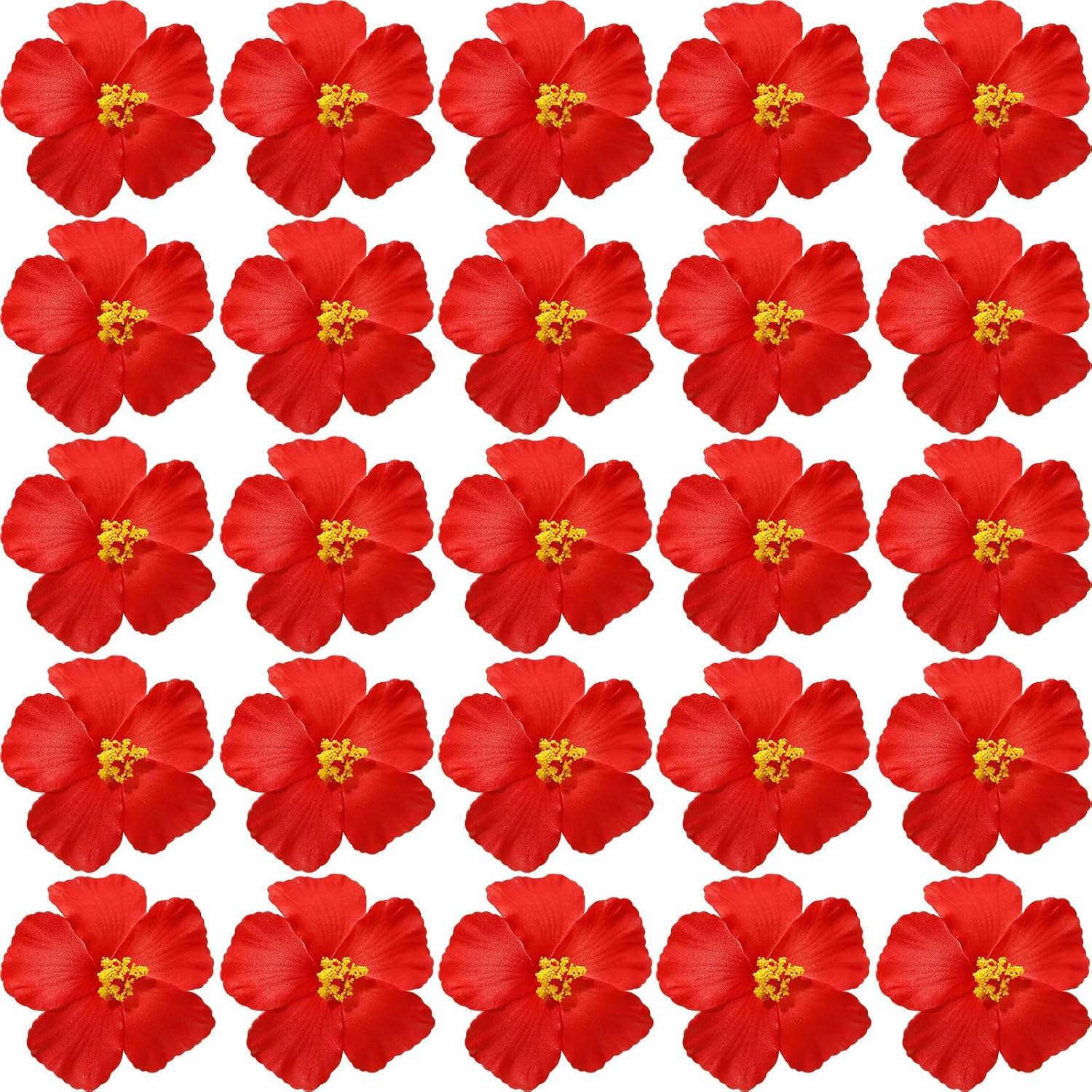 Unittype Red 100 Pcs Artificial Hibiscus Flowers, Foam Tropical Flowers