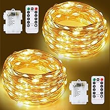Christmas Lights, 2 Pack 12M 120LED Outdoor Battery Operated Fairy Lights, 8 Modes Christmas Tree, Waterproof, Indoor LED String Lights for Parties, Weddings, Gardens