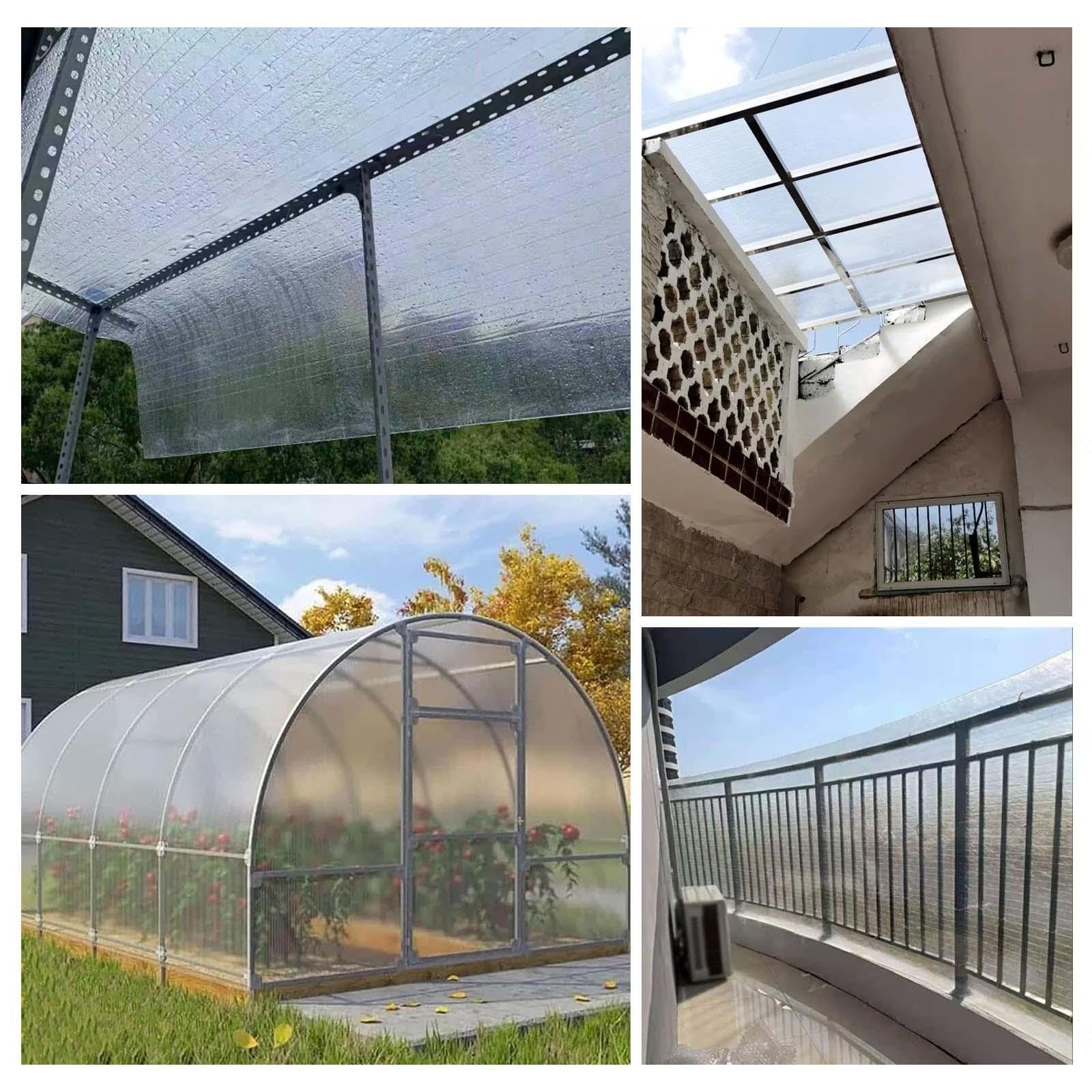 Planchas De Policarbonato Para Tejados,Lámina Para Techos Transparentes Para Invernaderos,Planchas De Fibra De Vidrio De 0,8mm,Paneles Aislantes Para Tejados,Resistentes a La Intemperie,W×L-20×118in