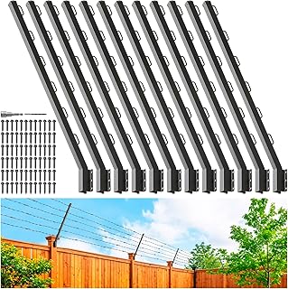 12-Pack Angle 25° Fence Post Extender, 40" Fence Barbed Wire Extend Arm，for Outdoor Fences to Increase Height, Protect Privacy and Pets Jumping Off (12, 40in-25°Angles - Wood Post)